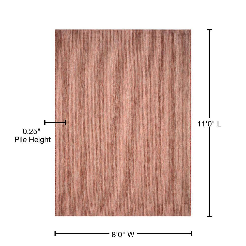 Reversible Courtyard Red & Beige Flat Woven Synthetic Area Rug - 8' x 11'