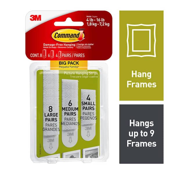 Command Picture Hanging Strips Variety Pack, White, Damage Free Decorating, 18 Pairs