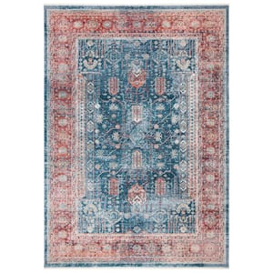 Victoria Navy/Red 4 ft. x 6 ft. Border Area Rug