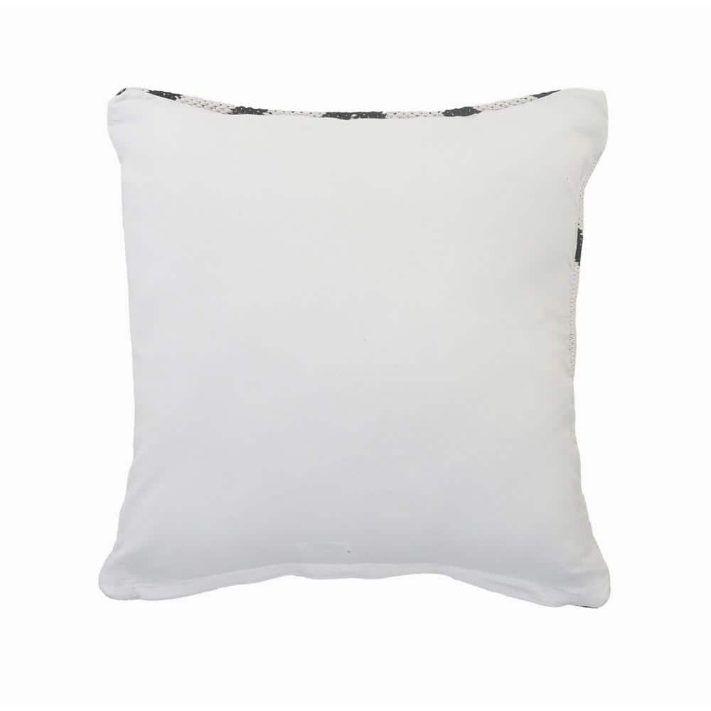 Cozy Geometric Black and White Cotton Square Throw Pillow, 20"