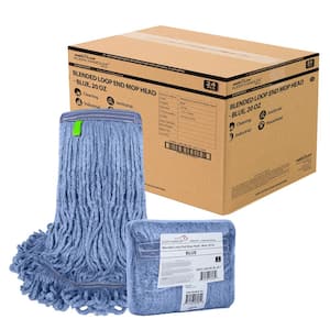 1.25 in. Loop End Commercial String Mop Blended Mop Head Replacement Refill 20 oz. Blue (24-Pack)