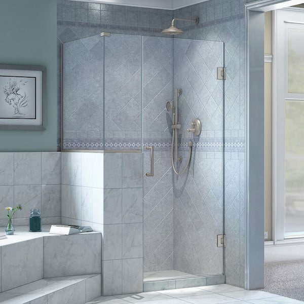 DreamLine Unidoor Plus 40-3/8 in. x 36 in. x 72 in. Frameless Corner Pivot Shower Enclosure in Brushed Nickel