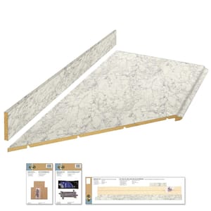 8 ft. White Laminate Countertop Kit With Left Miter and Full Wrap Ogee Edge in Marmo Bianco Marble