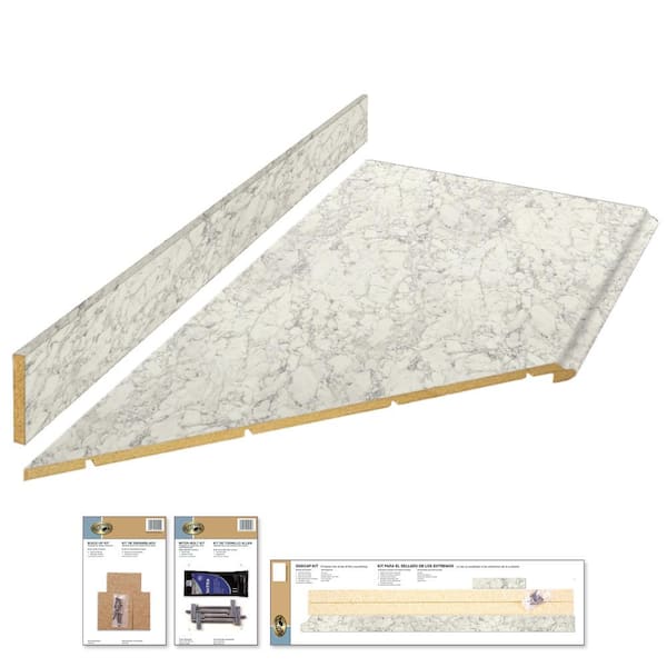 Hampton Bay 8 Ft White Laminate Countertop Kit With Left Miter And