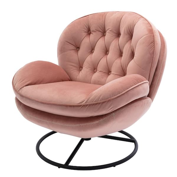 Comfortable accent chair living room chair with footrest-Pink