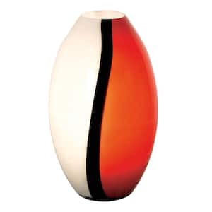 Empori 14.2 in. 1-Light Red/Black/White Glass Table Lamp