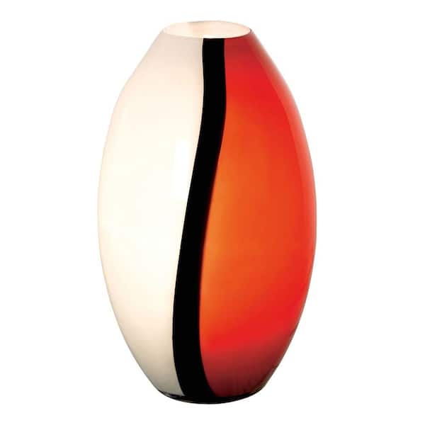 EGLO Empori 14.2 in. 1-Light Red/Black/White Glass Table Lamp