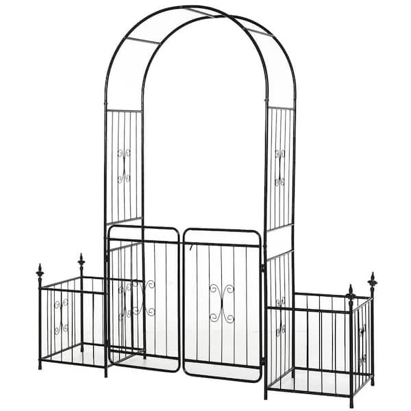 86 in. Garden Arbor Arch Gate with Trellis Sides for Climbing Plants, Wedding Ceremony Decorations
