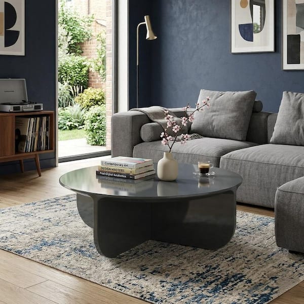 ACME Furniture TROY COFFEE TABLE トロイ Acme Furniture Arcadia 39 in. Teal High Gloss Round Wood Coffee