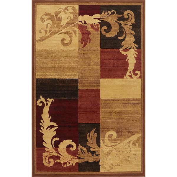 Home Dynamix Catalina Brown/Red 8 ft. x 10 ft. Geometric Area Rug