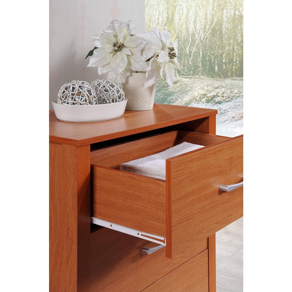 Cherry Wood 40'' High 4-Drawer Chest with Soft Close and Roller