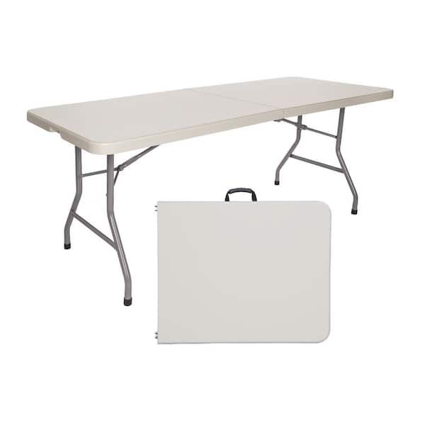 HAMPDEN FURNISHINGS Hampden Furnishings Baldwin Collection Plastic Top Fold-In-Half Table, 30 in. x 72 in., Grey
