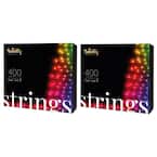 105 ft. 400 LED RGB Multi-Color Decor String Lights, Bluetooth WiFi (2-Pack)