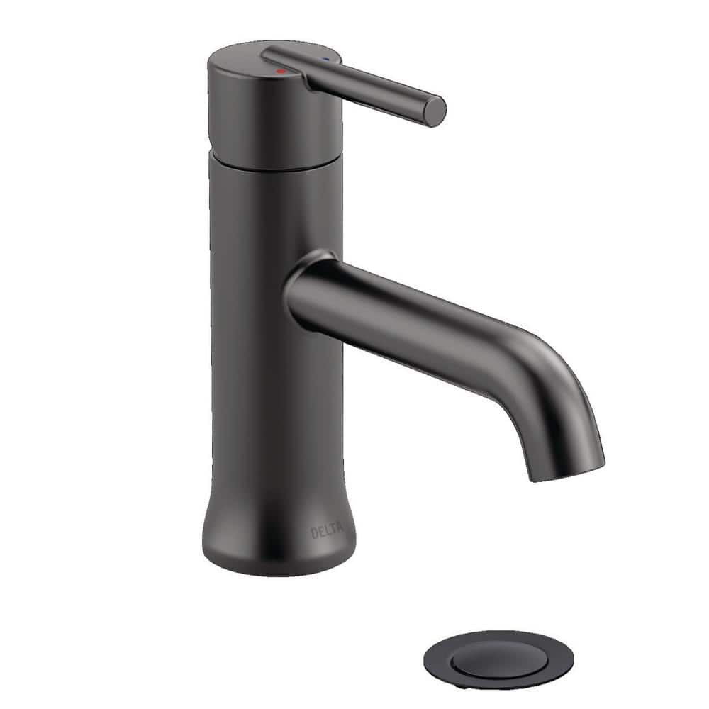 Delta Trinsic Single Hole Single-Handle Bathroom Faucet with Metal Drain  Assembly in Matte Black 559LF-BLMPU - The Home Depot