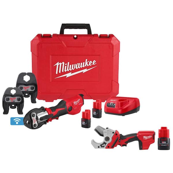 M12 12-Volt Lithium-Ion FORCE Logic Press Tool Kit with ONE-KEY and M12 PVC Pipe Shear with M12 2.0Ah Compact Battery