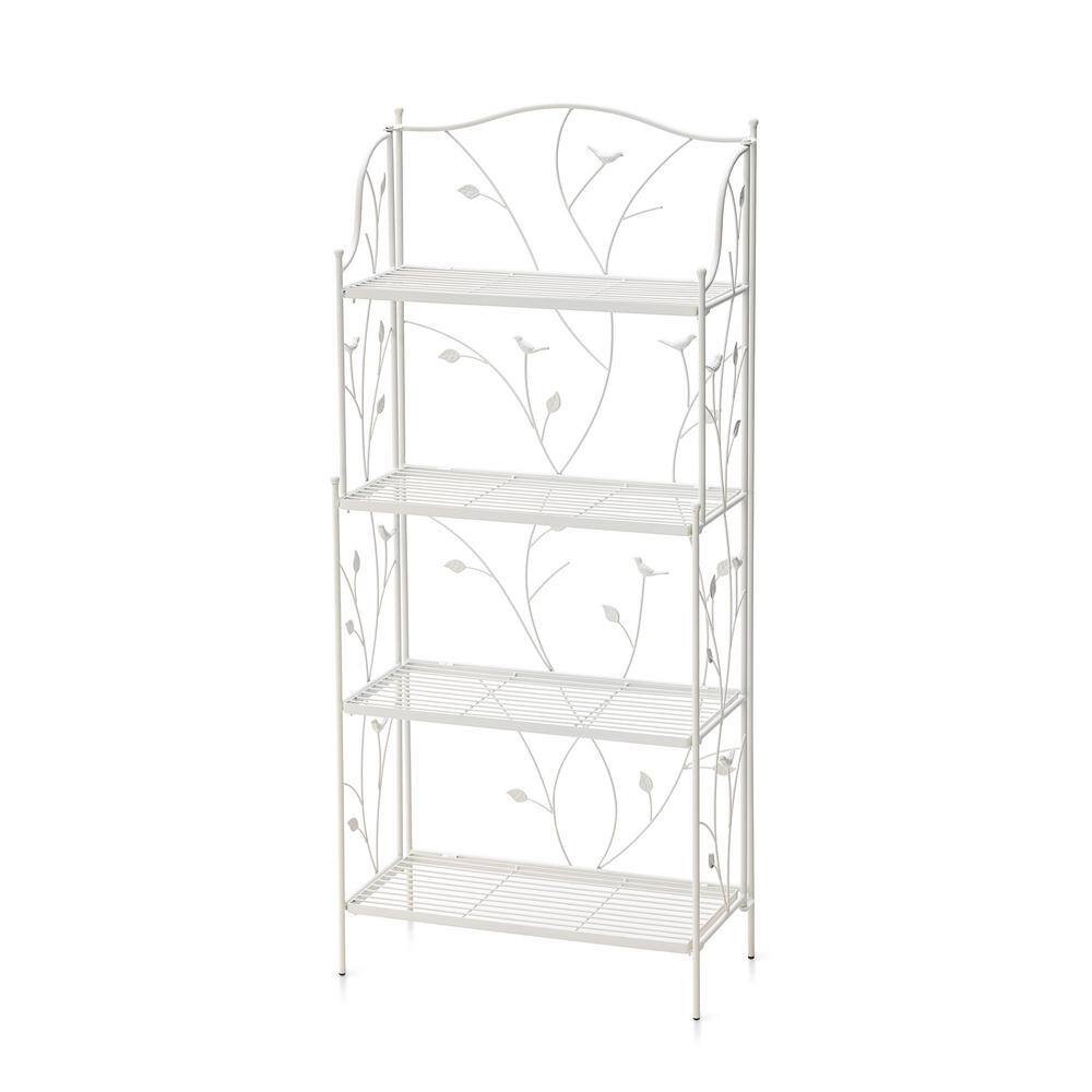 Glitzhome 52 in. H 4Tier White Rectangular Metal Shelf Plant Stand or