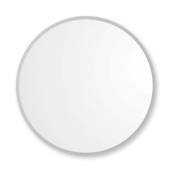 better bevel 18 in. W x 18 in. H Rubber Framed Round Bathroom Vanity Mirror in Grey