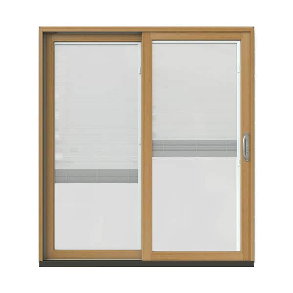 JELD-WEN 72 in. x 80 in. W-2500 Contemporary Black Clad Wood Left-Hand Full Lite Sliding Patio Door w/Stained Interior