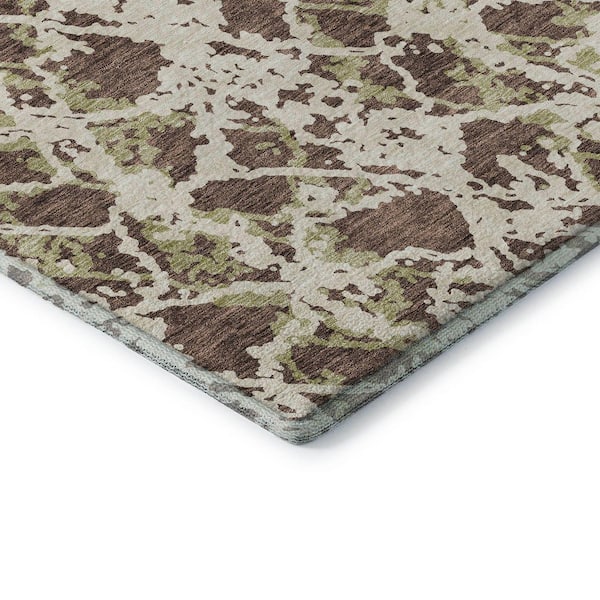 Mayfield Premium Machine Washable Abstract AMF969 Brown 2 ft. 6 in. x 3 ft. 10 in. Area Rug