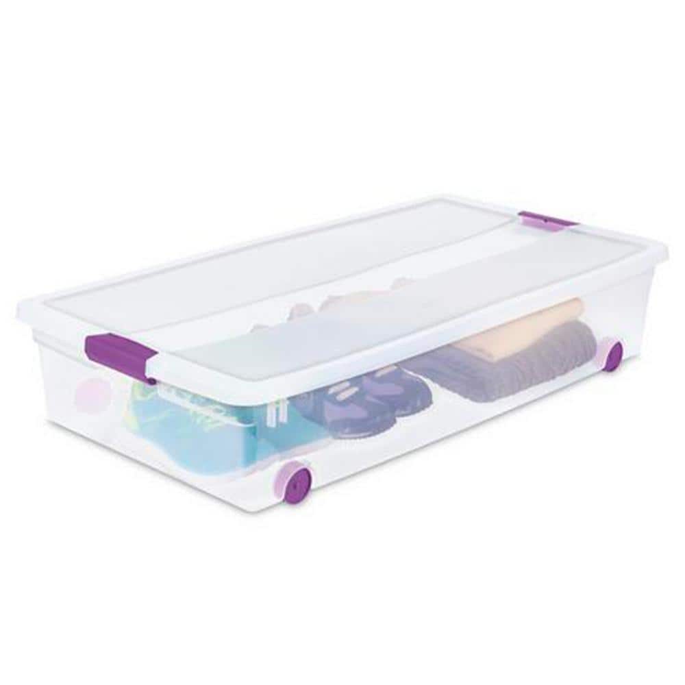 Clear Plastic 60 Quart Wheeled Underbed Storage Box