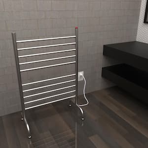 Solo 24in Wide Freestanding 10-Bar Plug-in Electric Towel Warmer in Brushed Stainless Steel