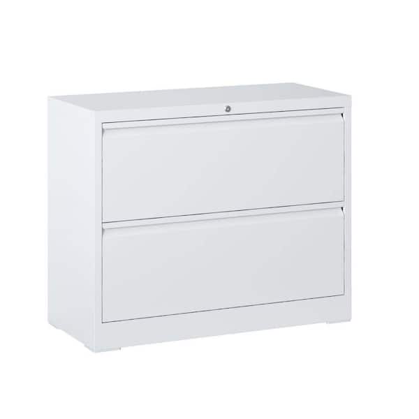 15.75 in. W 2 Drawer Metal File Cabinet with Lock, White Filing Cabinets, Tool Chests