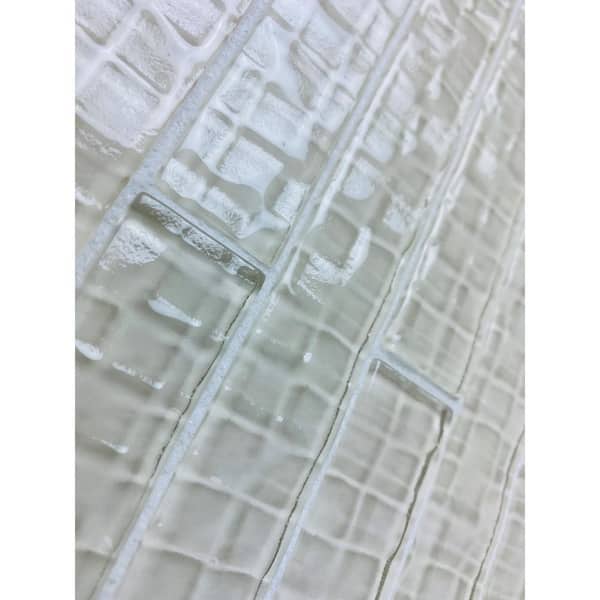 Coastal Style Trim 1 in. x 12 in. Textured Polished Cream Beige Glass Pencil Wall Tile (1 sq. ft./case)