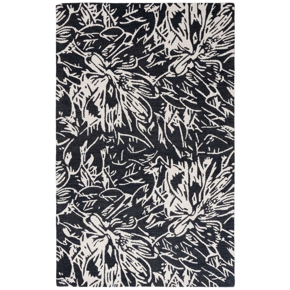 Jardin 4 ft. x 6 ft. Black/Ivory Abstract Floral Area Rug price history on PriceWatchPro