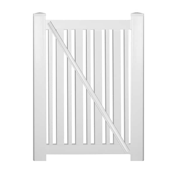 Weatherables Sarasota 3.7 ft. W x 4 ft. H White Vinyl Pool Fence Gate