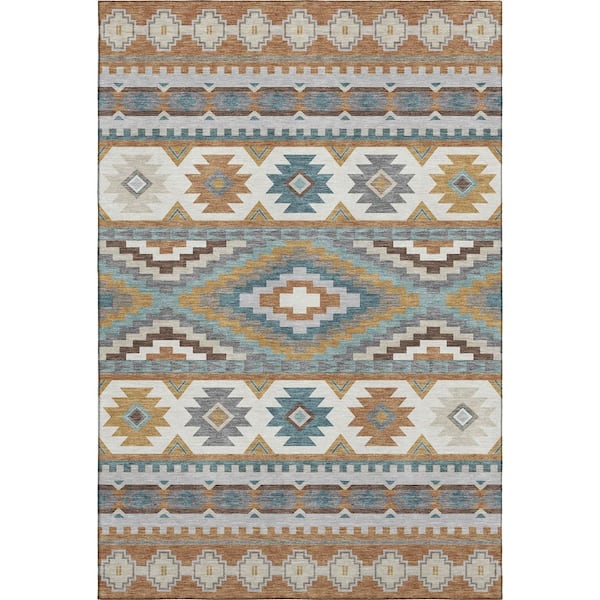 Mayfield Premium Machine Washable Abstract AMF2539 Copper 10 ft. x 14 ft. Area Rug