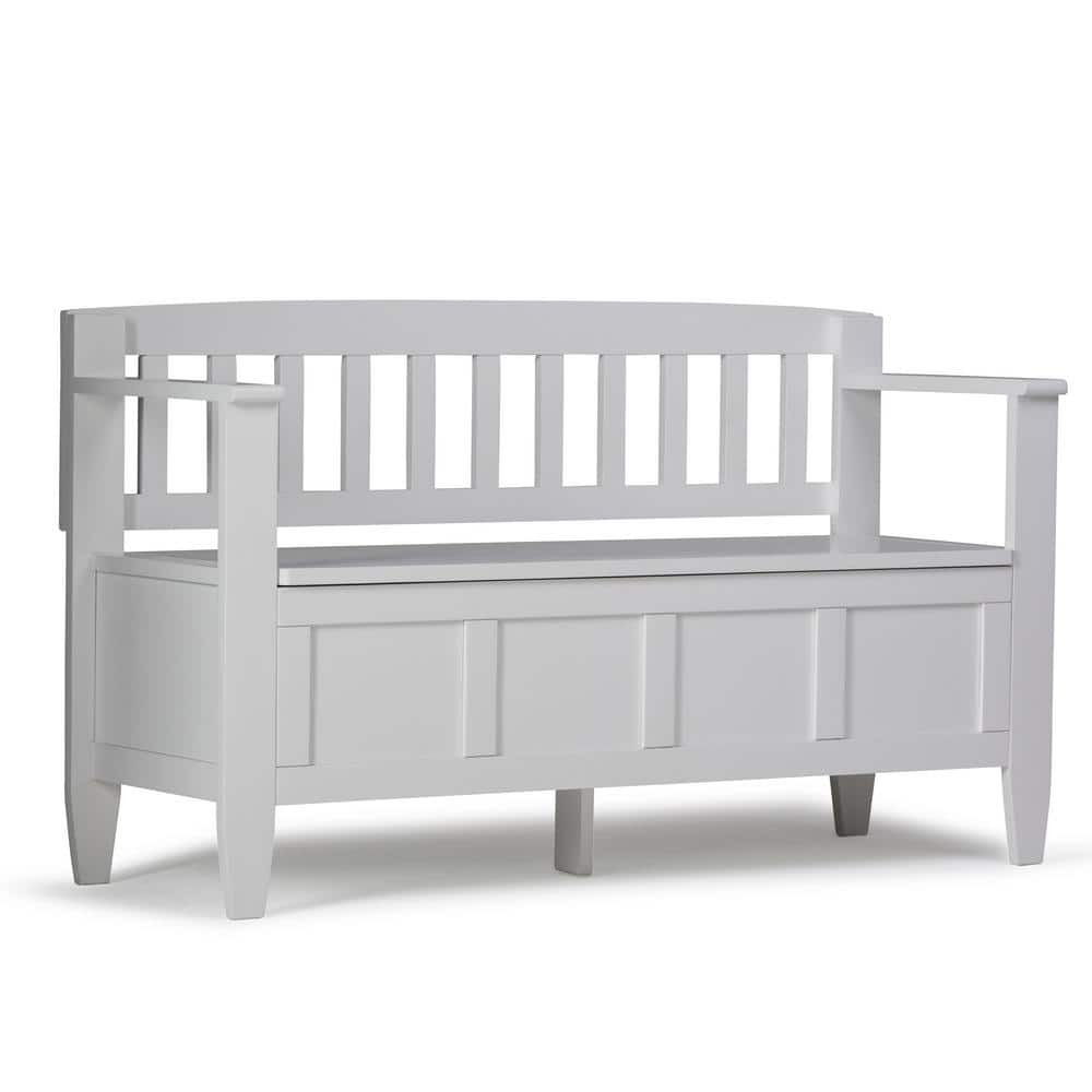 Simpli Home Brooklyn 48 in. Wide Solid Wood Entryway Storage Bench