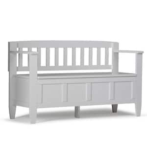 Brooklyn Solid Wood 48 in. Wide Contemporary Entryway Storage Bench in White
