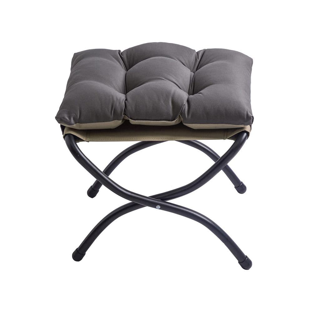 Dark Grey Metal Garden Stool Foldable Ottoman Indoor Outdoor Footrest Space-Saving Compact Design Washable Upholstery price history on PriceWatchPro