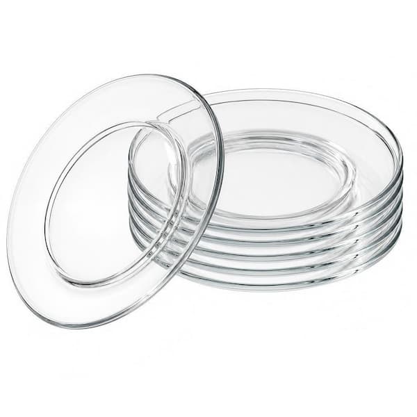 8-Pack Glass Dessert Plates, 7.5 in. Clear Salad and Appetizer Plates, Snack Fruit Dinner Serveware
