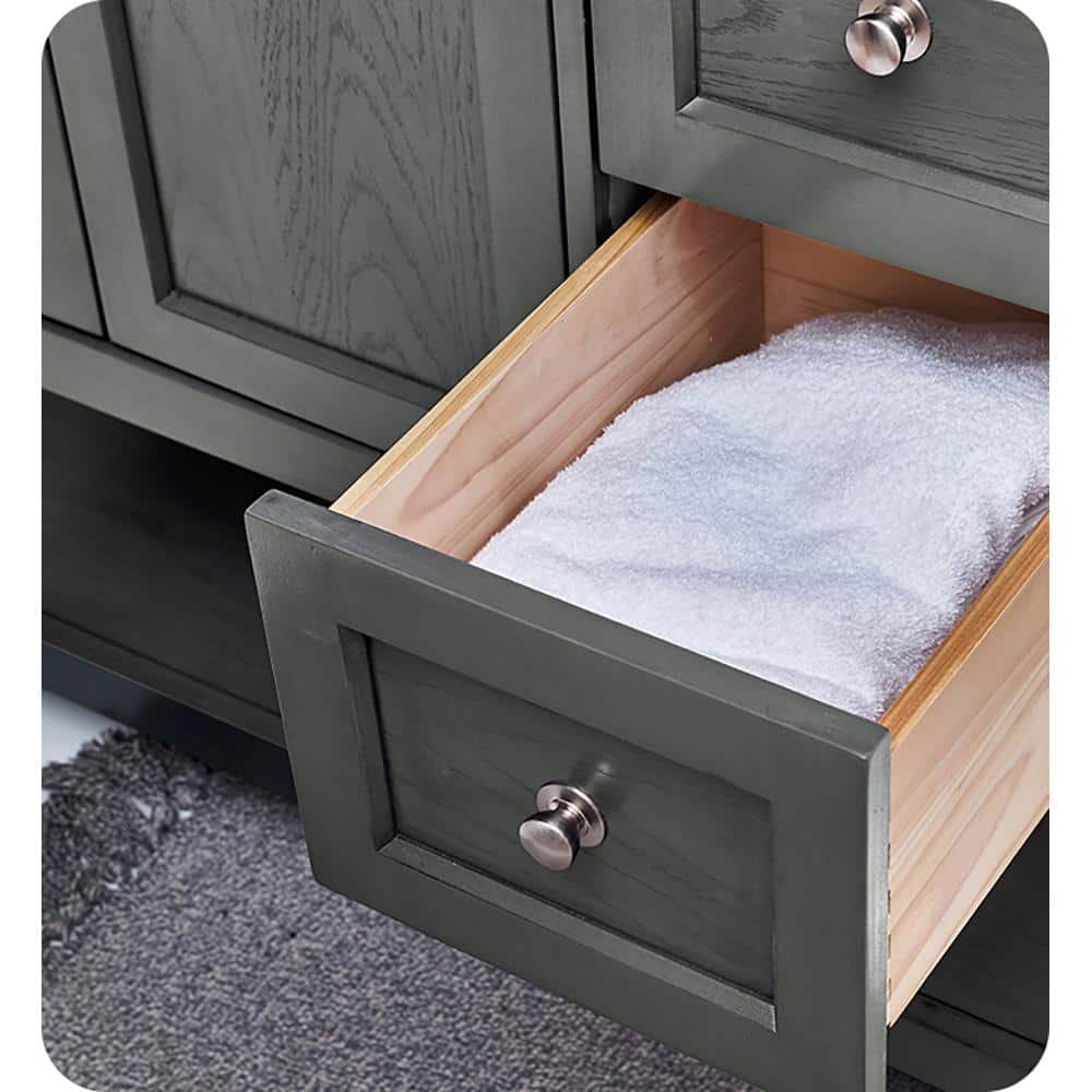 Gray Wood 60" Double Sink Freestanding Bathroom Vanity Base