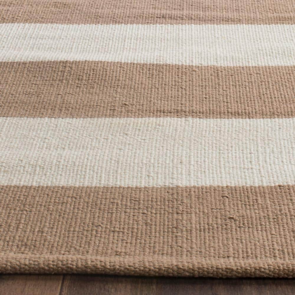 Sand and Ivory Handwoven Cotton Striped Area Rug