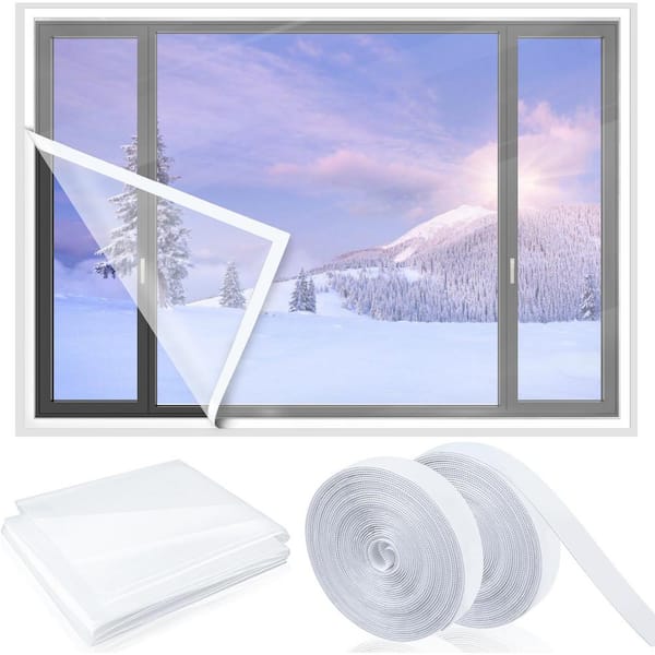Wellco 79 in. x 118 in. Indoor Window Insulation Kit Keep Warm for Winter Keep Cold Out Tape-free Velcro Installation