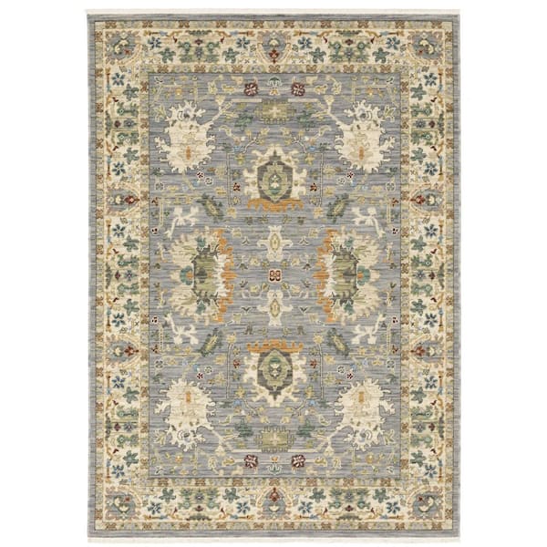 AVERLEY HOME Lavista Gray/Multi-Colored 5 ft. x 8 ft. Traditional Oriental Persian Wool/Nylon Blend Indoor Area Rug