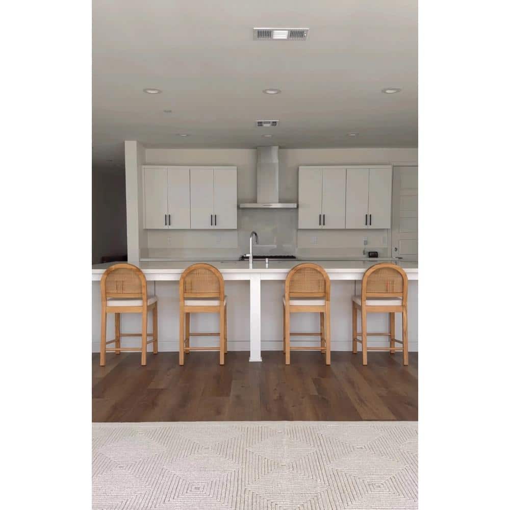 Bailey Light Oak and Rattan Counter Height Bar Stools, Set of 4