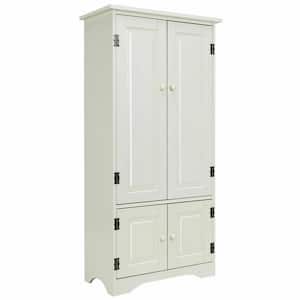 Accent White Storage Cabinet Adjustable Shelves Antique 2-Door Floor Cabinet