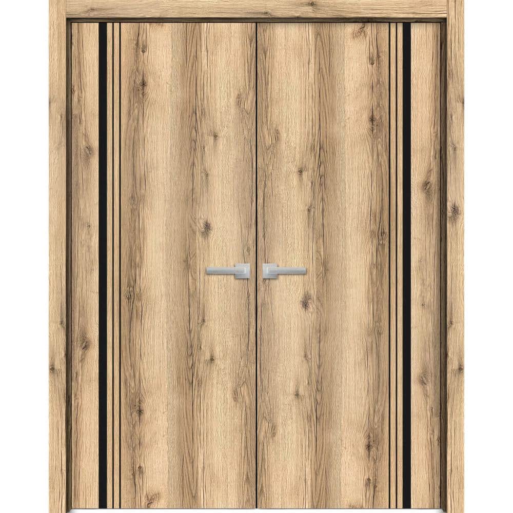 64 in. x 84 in. Oak Color Finished Universal/Reversible Frosted Glass Solid Wood Assembly Required Interior Door Kit price history on PriceWatchPro