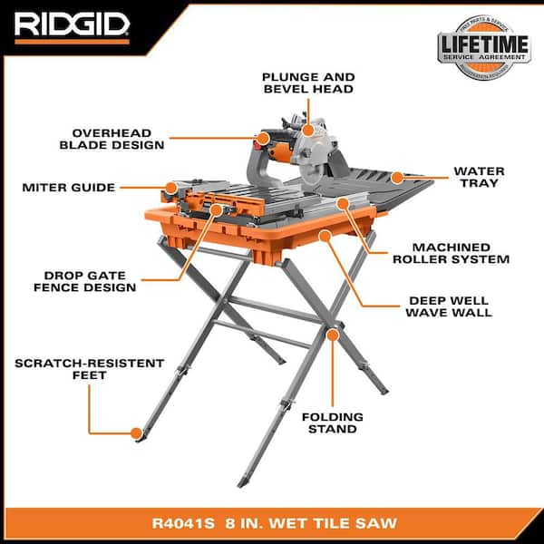 12 Amp 8 in. Blade Corded Wet Tile Saw with Extended Rip