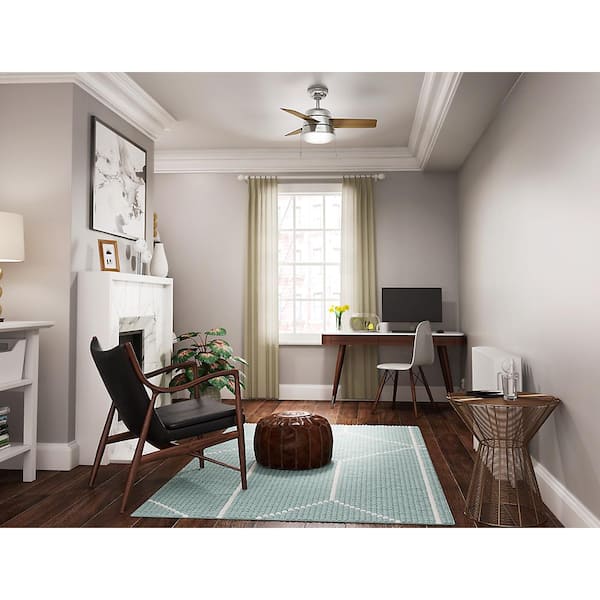 Aker 36 in. LED Indoor Brushed Nickel Ceiling Fan with Light