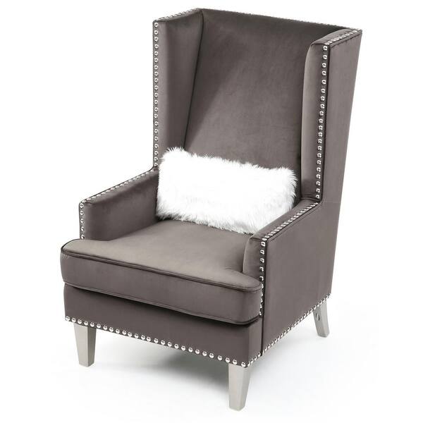 dark grey velvet accent chair