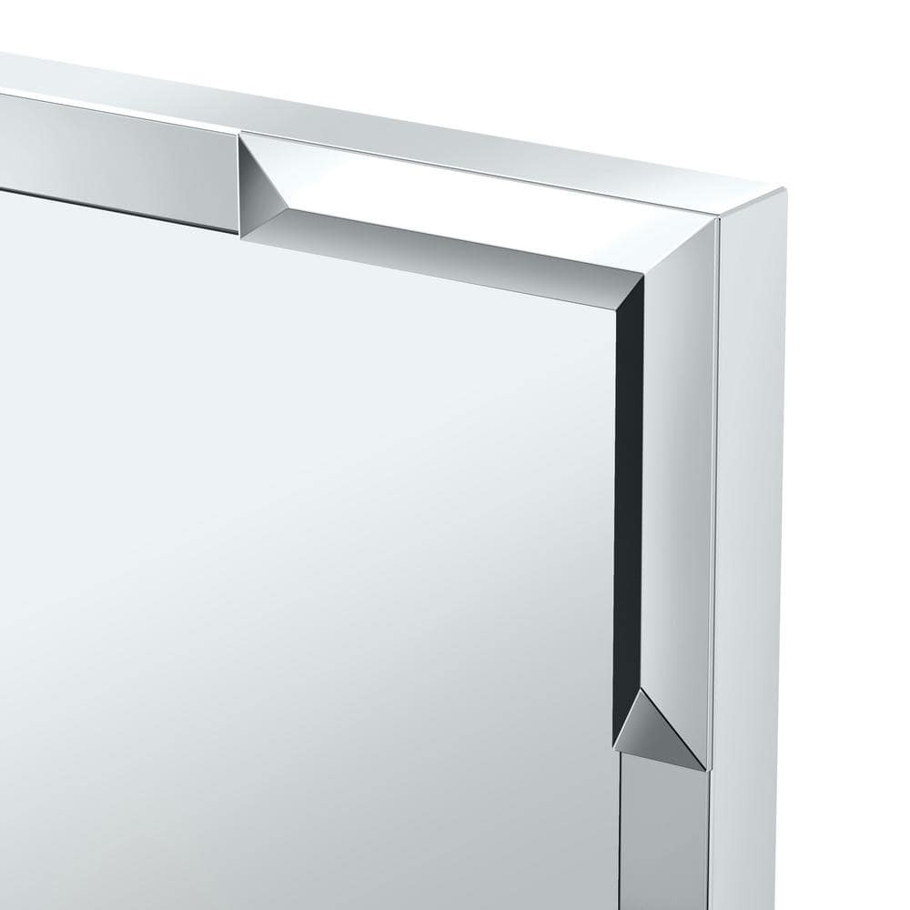 Rectangular Silver Glass Bathroom Vanity Mirror with Chrome Finish