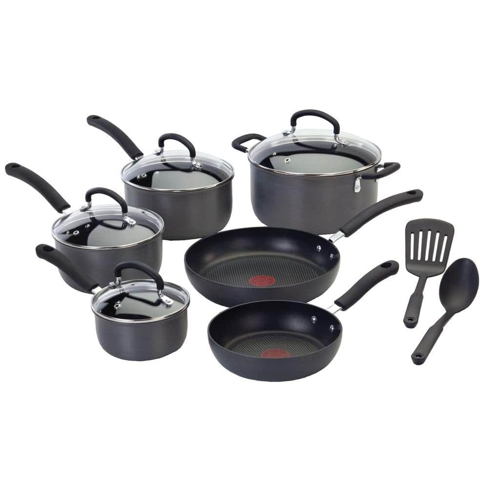 T-fal Ultimate Hard Anodized Dishwasher Safe Nonstick Cookware Set 12 Piece Red 