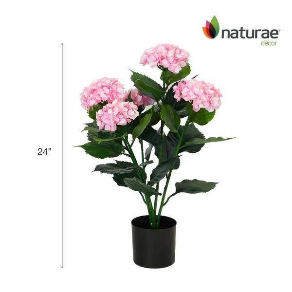 NATURAE DECOR Artificial Pink Hydrangea 24 in. OUT-HYDPI-24-1P