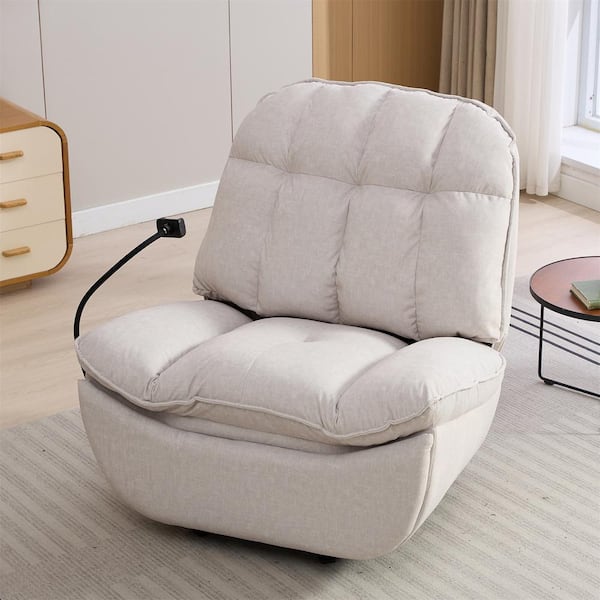 Chizzyseat 40.9 in. W Beige Velvet Swivel Rocking Manual Recliner