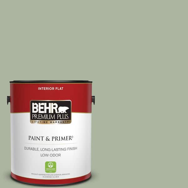 BEHR PREMIUM PLUS 1 gal. #430E-3 Laurel Mist Flat Low Odor Interior Paint & Primer