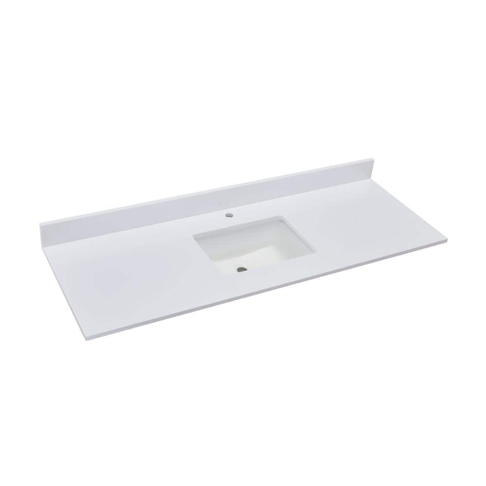 Milano White 61" Composite Stone Vanity Top with Sink